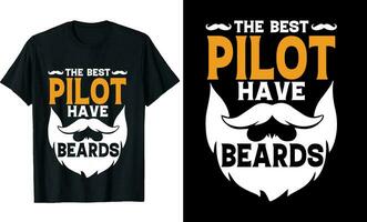 mejor piloto tener barbas gracioso piloto largo manga camiseta o piloto t camisa diseño o barbas camiseta diseño vector