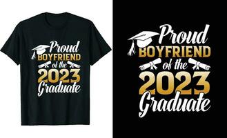 orgulloso novio de un 2023 graduado camiseta diseño o graduación t camisa o tipografía t camisa diseño o graduación citas vector