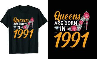 reinas son nacido en o cumpleaños t camisa diseño o tipografía camiseta diseño o cumpleaños citas o póster diseño o cumpleaños vector o diamante t camisa diseño