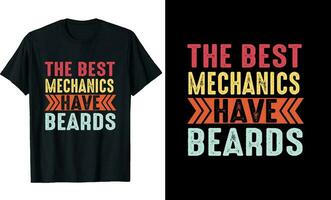 mejor mecánica tener barbas gracioso mecánica largo manga camiseta o mecánica t camisa diseño o barbas camiseta diseño vector