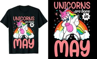 Unicorns are Born In May or Birthday T shirt Design or Unicorns T shirt design or Poster design or t shirt design or Unicorn vector