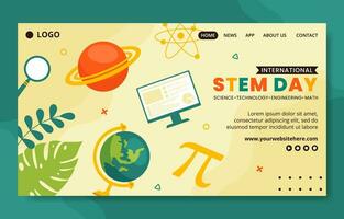 STEM Science, Technology, Engineering, Mathematics Education Social Media Landing Page Illustration Flat Cartoon Background vector
