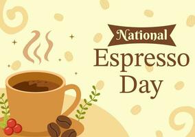 National Espresso Day Vector Illustration on November 23 with Cup of Coffee with Bean for Promotion or Poster in Flat Cartoon Background Design