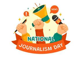 National Journalism Day Vector Illustration to Recognition and Appreciation for the Relentless Efforts of Journalists with Journal Equipments Design