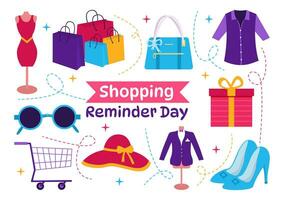 Shopping Reminder Day Vector Illustration on 26 November with Bag and Goods for Poster or Promotion in Flat Cartoon Background Design Templates