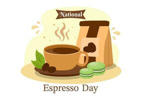 National Espresso Day Vector Illustration on November 23 with Cup of Coffee with Bean for Promotion or Poster in Flat Cartoon Background Design