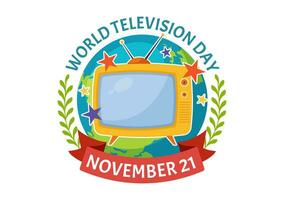mundo televisión día vector ilustración en noviembre 21 con televisión para web bandera o póster en plano dibujos animados antecedentes diseño
