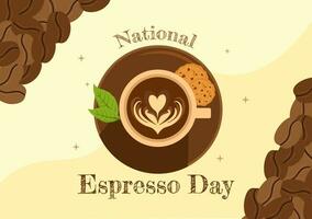 National Espresso Day Vector Illustration on November 23 with Cup of Coffee with Bean for Promotion or Poster in Flat Cartoon Background Design