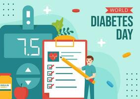 World Diabetes Day Social Media Background Flat Cartoon Hand Drawn Templates Illustration vector