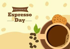 National Espresso Day Vector Illustration on November 23 with Cup of Coffee with Bean for Promotion or Poster in Flat Cartoon Background Design