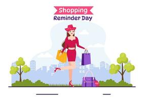 Shopping Reminder Day Vector Illustration on 26 November with Bag and Goods for Poster or Promotion in Flat Cartoon Background Design Templates