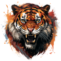 Tiger head mascot isolated on transparent background, created with generative AI png