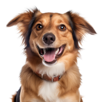 muito feliz sorridente cachorro retrato isolado em transparente fundo, criada com generativo ai png