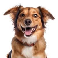 muito feliz sorridente cachorro retrato isolado em transparente fundo, criada com generativo ai png