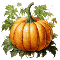 calabaza en acuarela estilo en transparente fondo, creado con generativo ai png