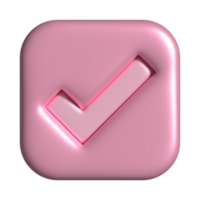 Pink 3D check-mark-icon accept approved icon agree sign png