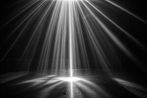 abstract beautiful rays of light on black background.. AI generated photo