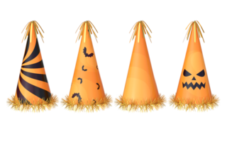 3D Rendering Halloween Orange Party Hats png