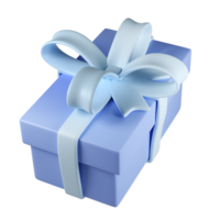 3d blå jul gåva låda ikon med pastell band rosett transparent. framställa modern Semester. realistisk ikon för närvarande, födelsedag eller bröllop baner png