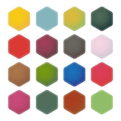 Set Of Colorful Stitched Hexagon Labels