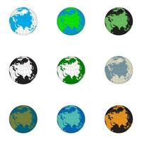 Set Of Earth Globes With Maps vector