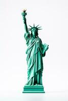 Statue of Liberty figurine symbolizing hope isolated on a white background photo