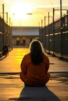 Resilient faces reflecting hope amidst despair in immigration detention centers photo