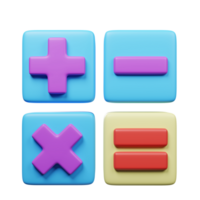 Mathematics icon 3d Render isolated on transparent background png