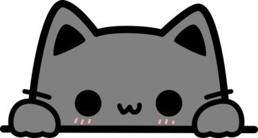 fofa cumprimento Preto gato desenho animado rabisco plano estilo png