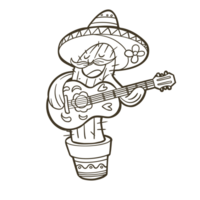 funny mexican cactus playing guitar png