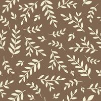 Vector floral seamless pattern with beige branches on a brown background. Botanical hand drawn print for fabric, home decor and wrapping paper.