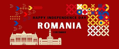 Rumania nacional día para independencia día aniversario, con mapas de Rumania y antecedentes de bandera Rumania. diciembre 1 vector