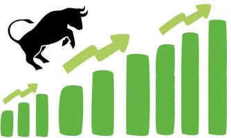 Bull and Bear market trend in crypto currency or stocks. Trade exchange, green up or red down arrows graph. Cryptocurrency price chart Vector. vector