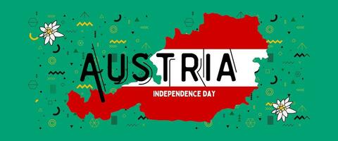 Austria national day banner for independence day anniversary. Flag of Austria and modern geometric retro abstract design. Red and white concept. vector