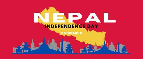 Nepal national day banner for independence day anniversary. Flag of Nepal and modern geometric retro abstract design. vector