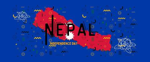 Nepal national day banner for independence day anniversary. Flag of Nepal and modern geometric retro abstract design. vector