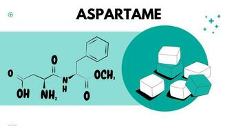 Aspartame is a low-calorie artificial sweetener that is approximately 100 times sweeter than sugar. Sweetener products vector