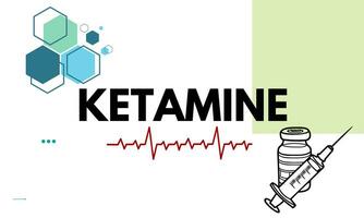 Ketamine medical bottle of medication dissociative anesthetic used for induction and maintenance of anesthesia. vector illustration