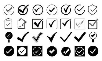 Checklist concept, check mark in white background with copy space set vector