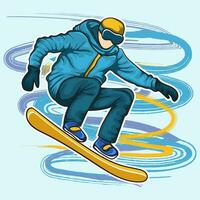 Snowboarding vector design colorful illustration.