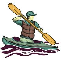 Kayaking vector illustration with water design