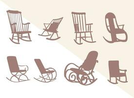 Rocking chair silhouettes, Wooden rocking chair silhouettes, Rolling chairs silhouette, Rocking chair vector