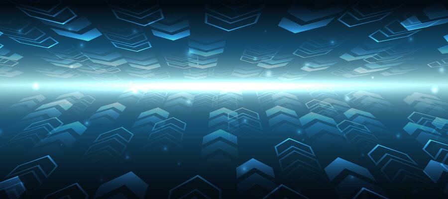 blue glowing arrow light background. Future digital growth technology