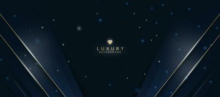 Luxurious dark blue background with sparkling gold and glitter. modern elegant abstract background vector