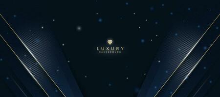 Luxurious dark blue background with sparkling gold and glitter. modern elegant abstract background vector