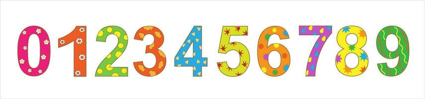 Set of colorful math numbers for children learning to count vector EPS10