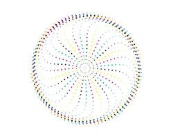 a circular pattern with colorful dots on it, cmyk two circles with colorful dots on them set, cmyk vector illustration of a flower  with a circle and a dot,mandala vector