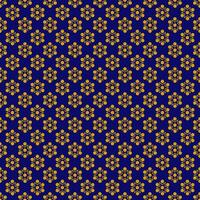 Seamless geometric pattern with golden symbols on dark blue background in art deco style. Vector print for fabric background