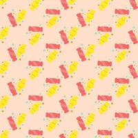 Seamless geometric pattern with candies on light background. Vector print for fabric background, textile