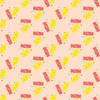 Seamless geometric pattern with candies on light background. Vector print for fabric background, textile